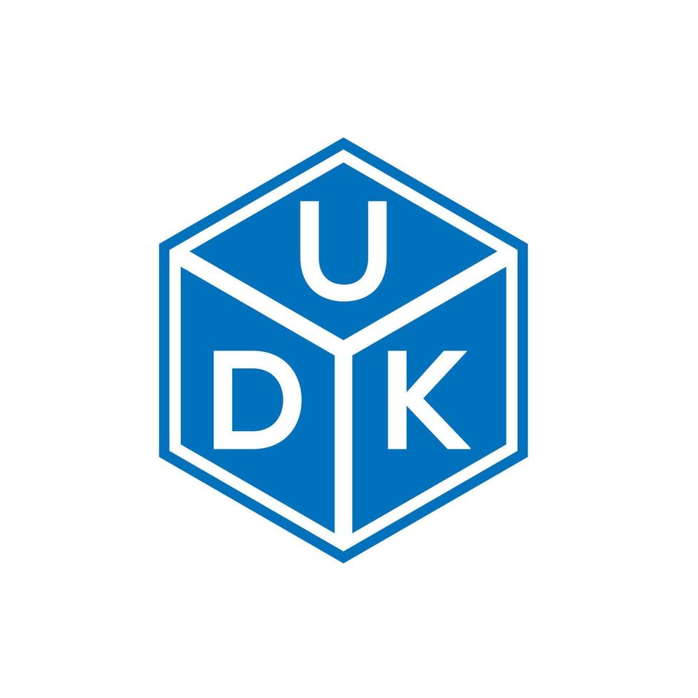 création de logo de lettre udk sur fond noir. concept de logo de lettre initiales créatives udk. conception de lettre udk. vecteur