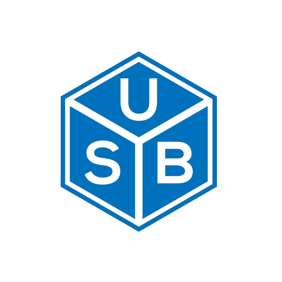 création de logo de lettre usb sur fond noir. concept de logo de lettre initiales créatives usb. conception de lettre usb. vecteur