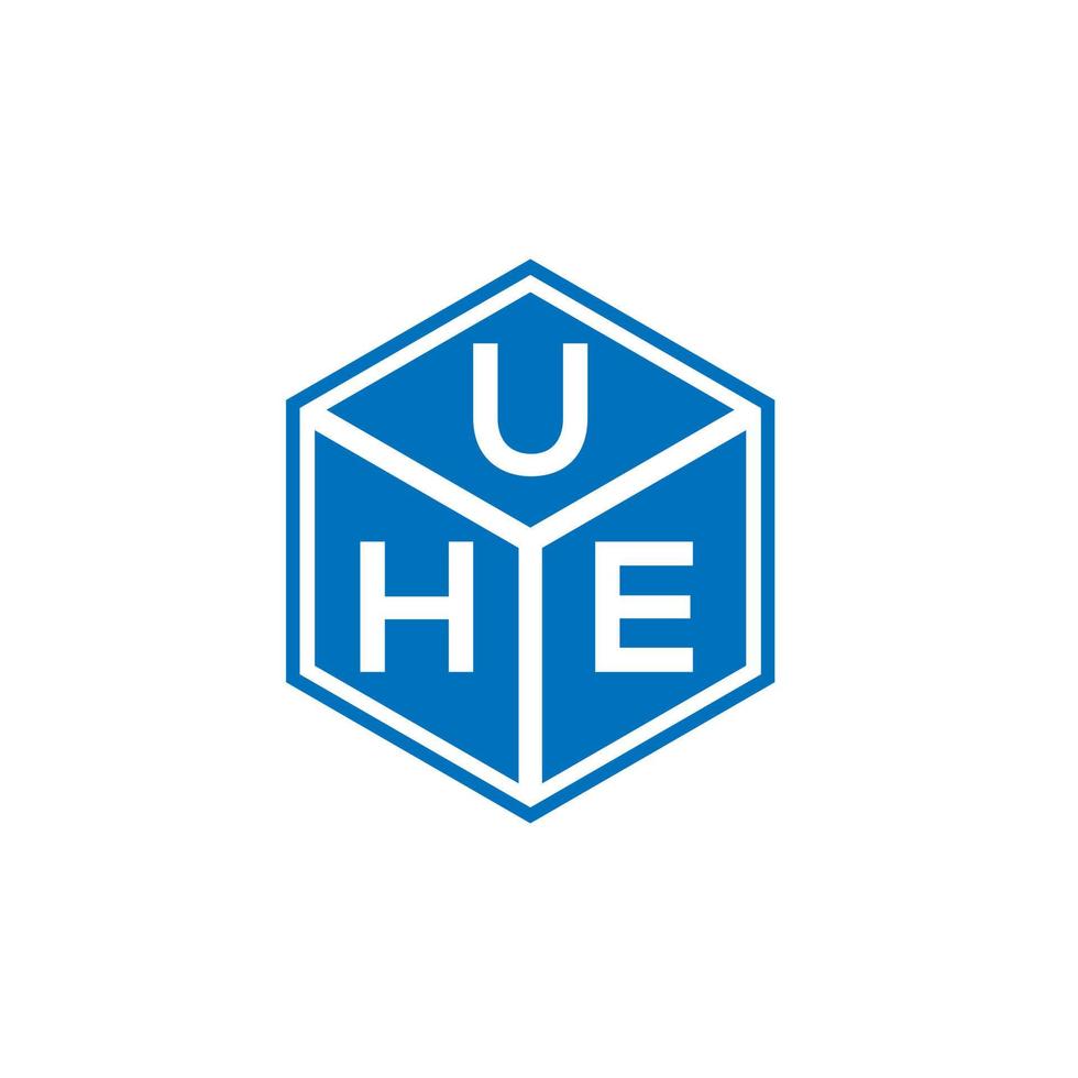 création de logo de lettre uhe sur fond noir. uhe concept de logo de lettre initiales créatives. uhe conception de lettre. vecteur