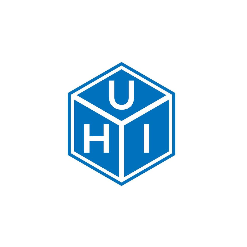 création de logo de lettre uhi sur fond noir. concept de logo de lettre initiales créatives uhi. conception de lettre uhi. vecteur
