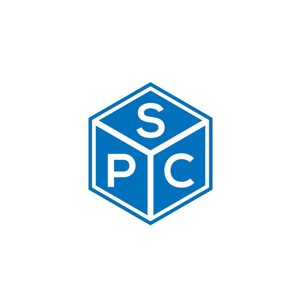 création de logo de lettre spc sur fond noir. concept de logo de lettre initiales créatives spc. conception de lettre de la spc. vecteur