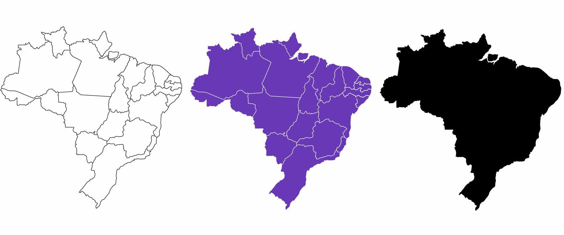 carte politique de la république fédérative du brésil sur fond blanc vecteur