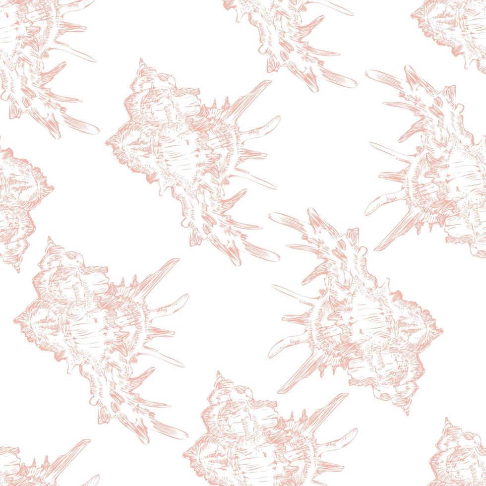 illustration vectorielle motif sans couture coquillages roses dessinés à la main vecteur