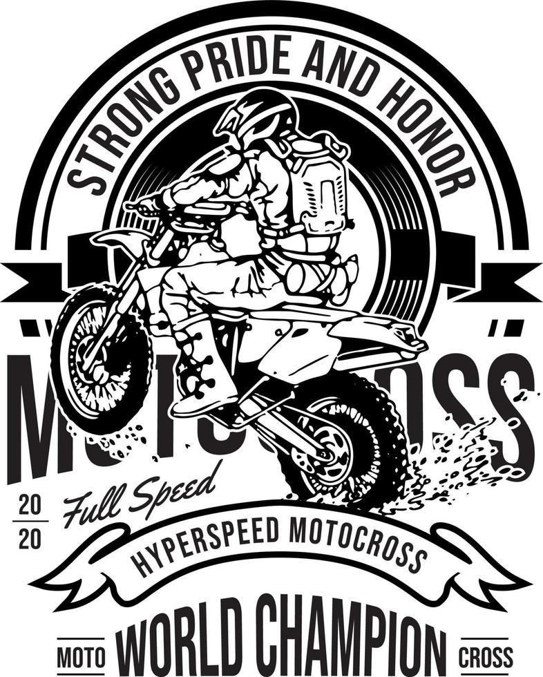 conception de t-shirt de fierté et d'honneur de motocross vecteur