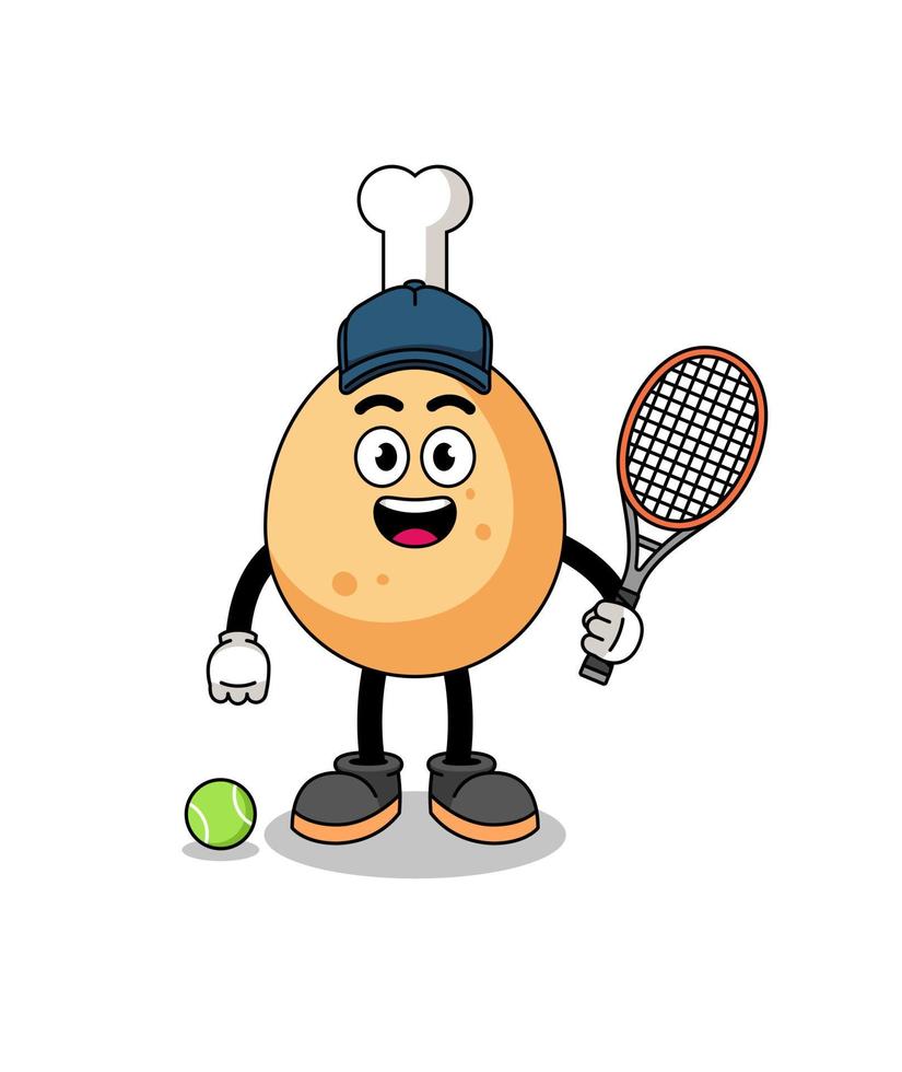 illustration de poulet frit en tant que joueur de tennis vecteur