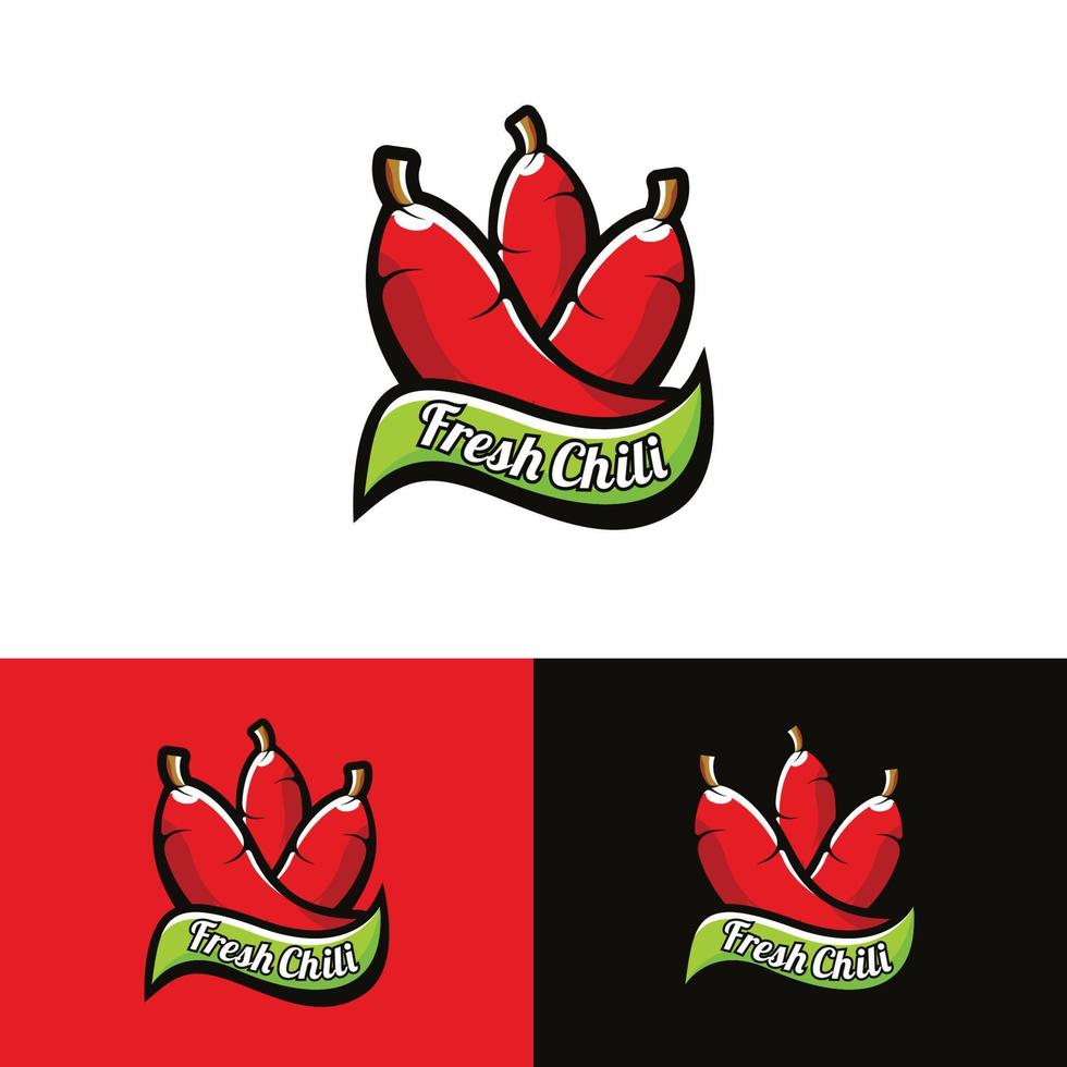 art du logo de piment frais vecteur