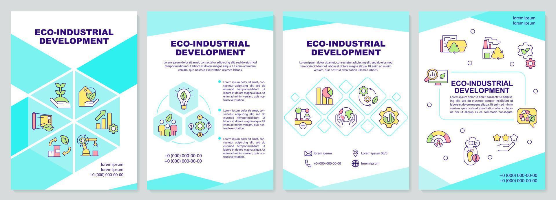 modèle de brochure de menthe de développement industriel écologique. processus durable. conception de dépliant avec des icônes linéaires. 4 mises en page vectorielles pour la présentation, les rapports annuels. vecteur