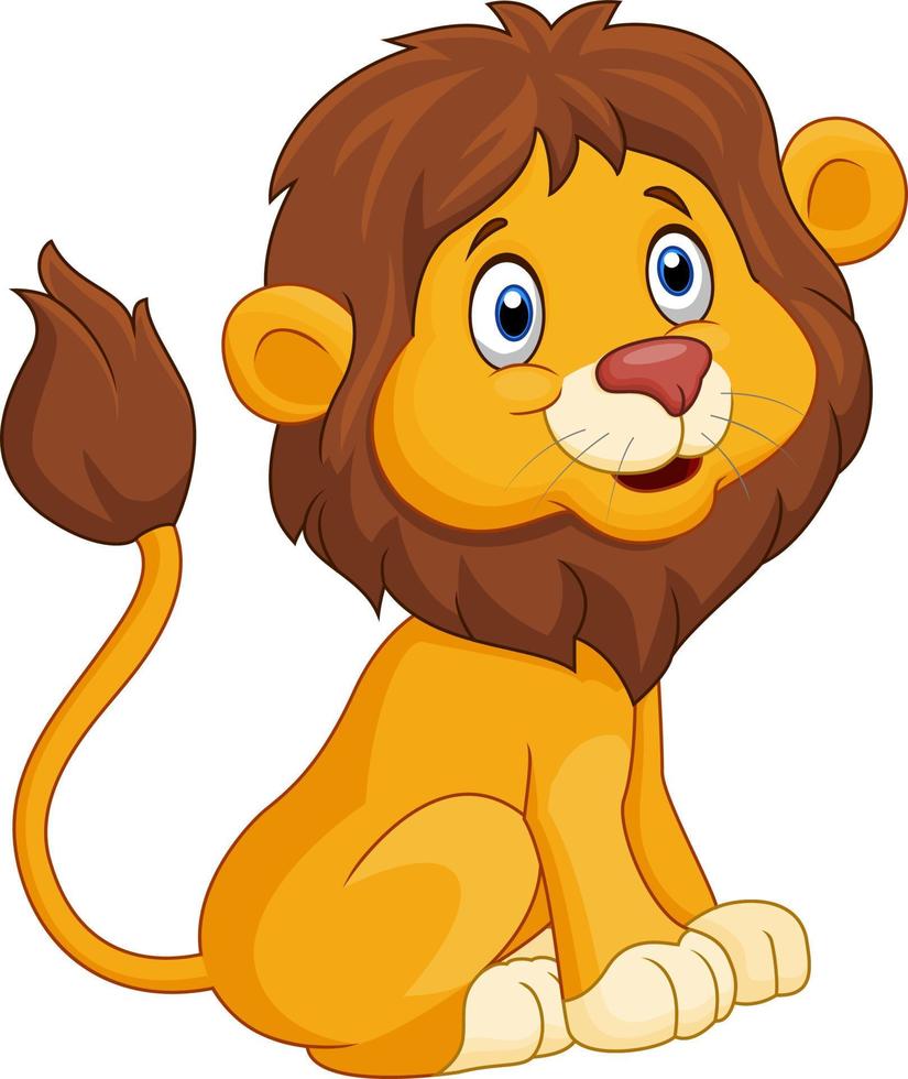dessin animé lion assis vecteur