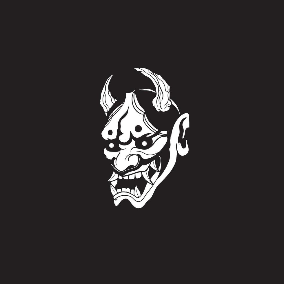 démon japonais masque oni logo design illustration vectorielle vecteur