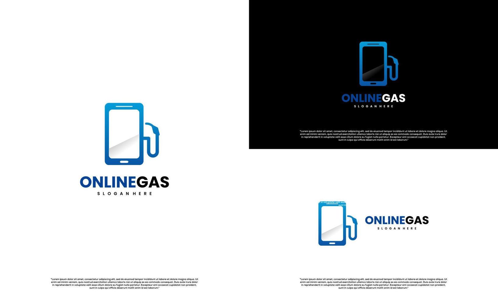 création de logo de gaz en ligne sur fond isolé, pompe à essence se combine avec le concept moderne de logo de smartphone vecteur