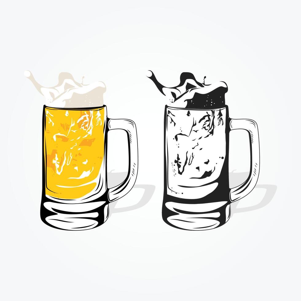 illustration verre froid de vecteur de bière