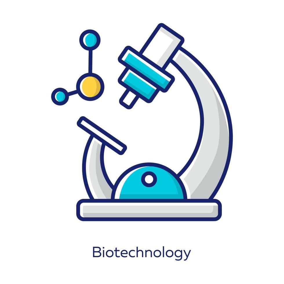 icône de couleur grise de biotechnologie. biotechnologies. biologie moléculaire. microscope et molécule. recherche en laboratoire. équipement de laboratoire de chimie. biochimie. bioingénierie. illustration vectorielle isolée vecteur