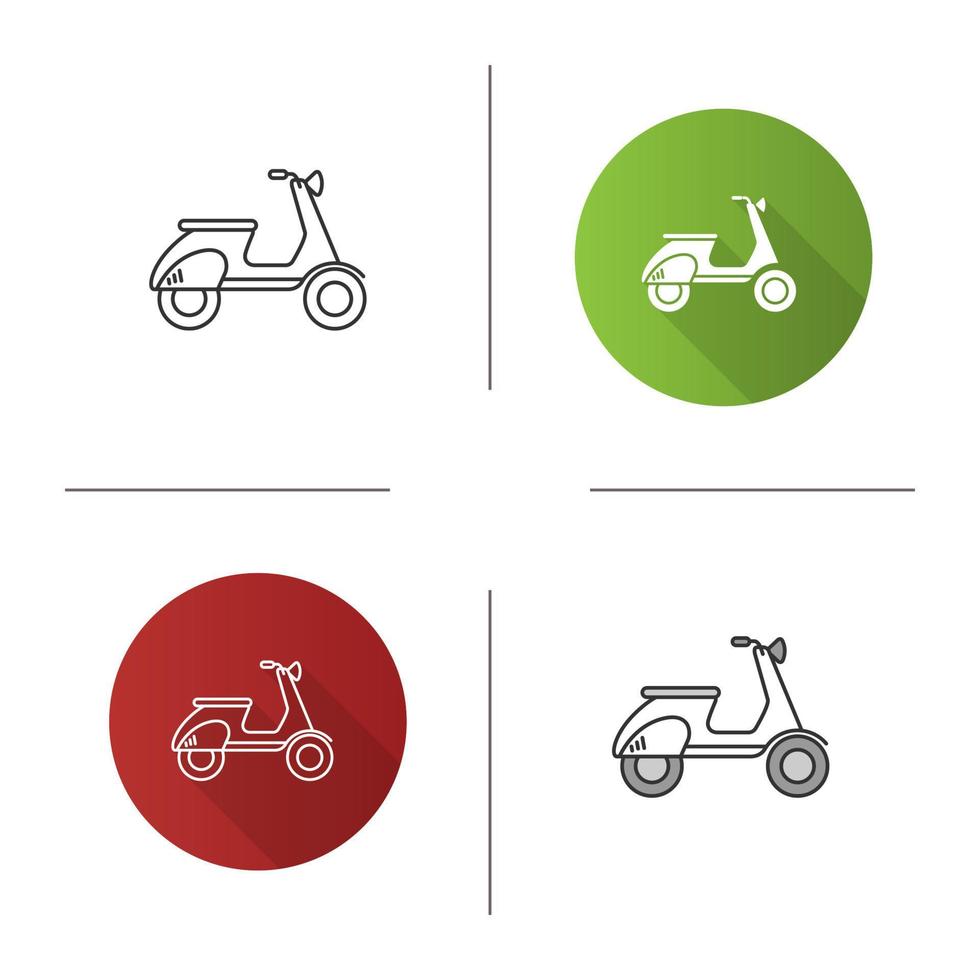 icône de vue latérale du scooter. design plat, styles linéaires et de couleur. moto .. illustrations vectorielles isolées vecteur