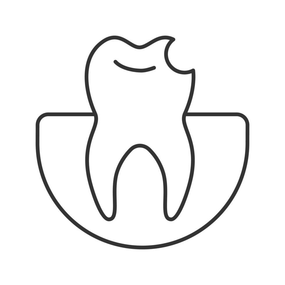 icône linéaire de dent cassée. illustration de la ligne mince. dent ébréchée. symbole de contour. dessin isolé de vecteur
