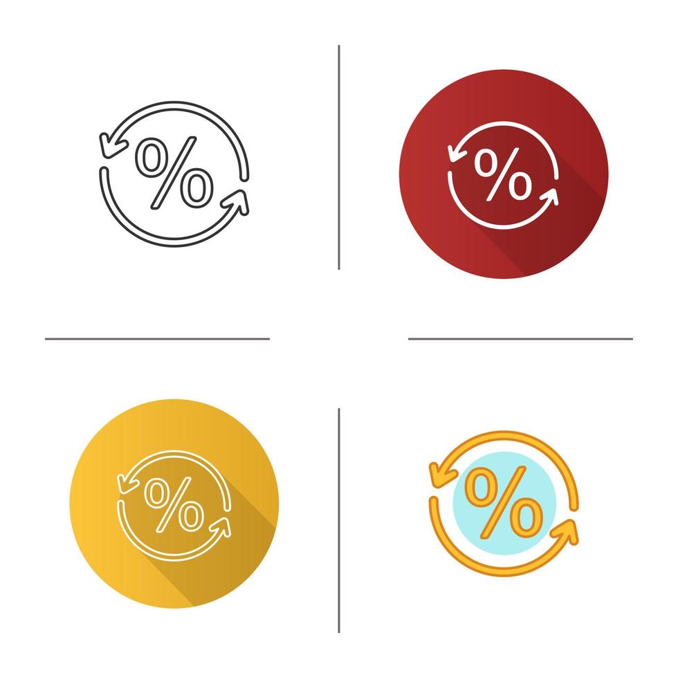 icône de pourcentage de conversion. taux de remboursement. design plat, styles linéaires et de couleur. illustrations vectorielles isolées vecteur