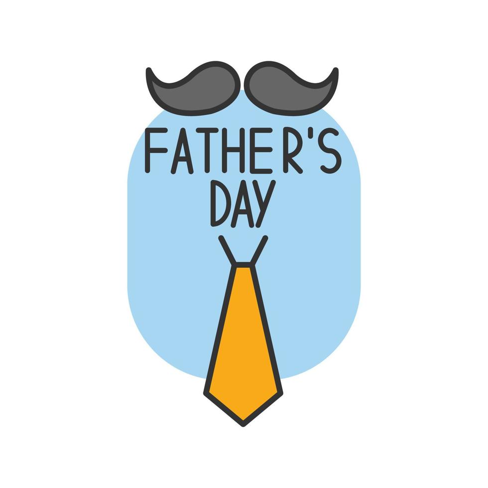 icône de couleur de la fête des pères. carte de voeux moustache et cravate. illustration vectorielle isolée vecteur