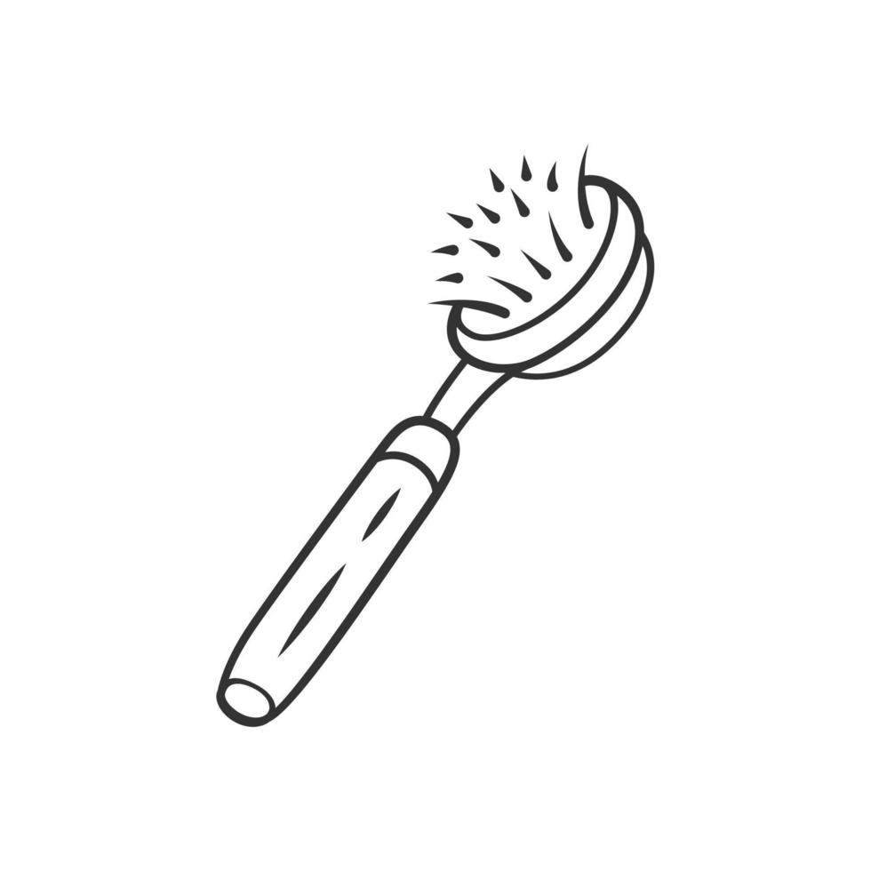 icône linéaire de brosse à vaisselle naturelle. accessoire de vaisselle recyclable zéro déchet. outil de cuisine pour vaisselle à récurer. illustration de la ligne mince. symbole de contour. dessin de contour isolé de vecteur. trait modifiable vecteur