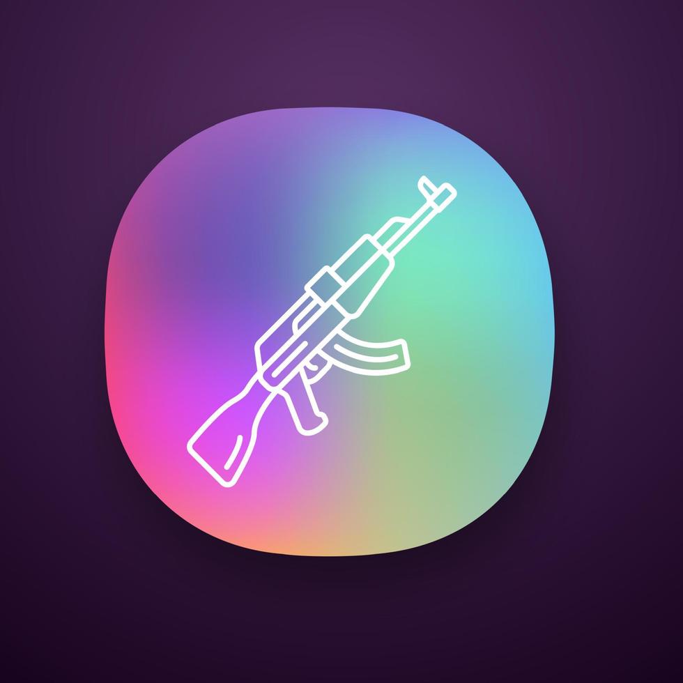 icône de l'application d'arme akm. icône. arme à feu de jeu vidéo virtuel, arme à feu. fusil de jeu de tir. inventaire militaire de tireur d'élite cybersport. interface utilisateur ui ux. application web ou mobile. illustration vectorielle isolée vecteur