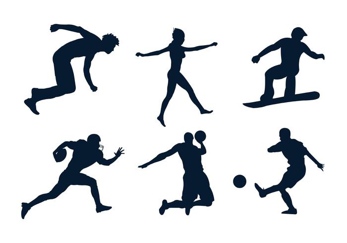 Ensemble, divers, sportif, silhouettes, vecteur