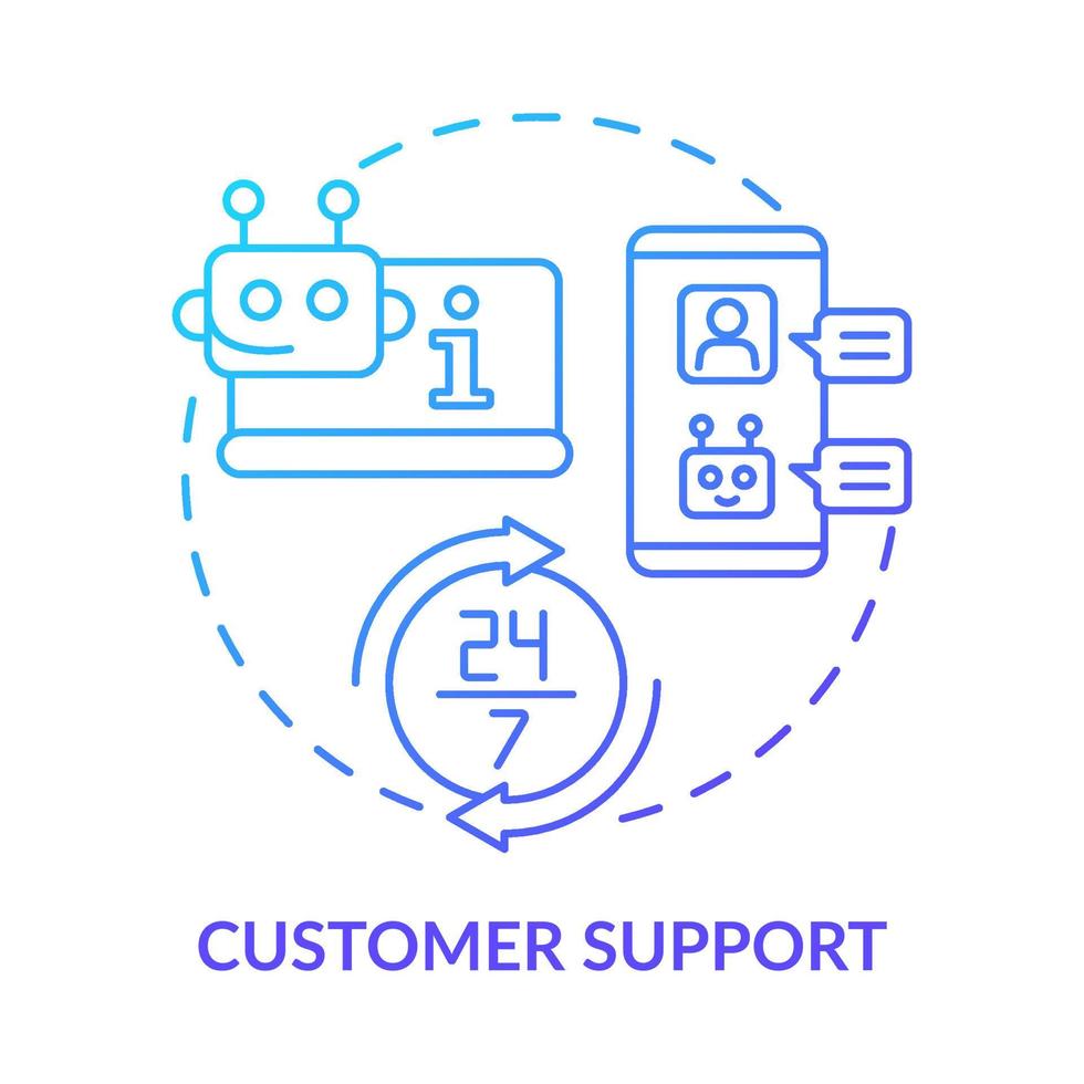 icône de concept de dégradé bleu de support client. transformation numérique. automatisation dans l'illustration de la ligne mince de l'idée abstraite de l'entreprise. dessin de contour isolé vecteur