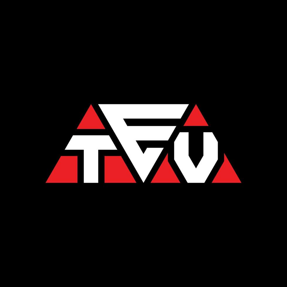 création de logo de lettre triangle tev avec forme de triangle. monogramme de conception de logo triangle tev. modèle de logo vectoriel triangle tev avec couleur rouge. logo triangulaire tev logo simple, élégant et luxueux. tév