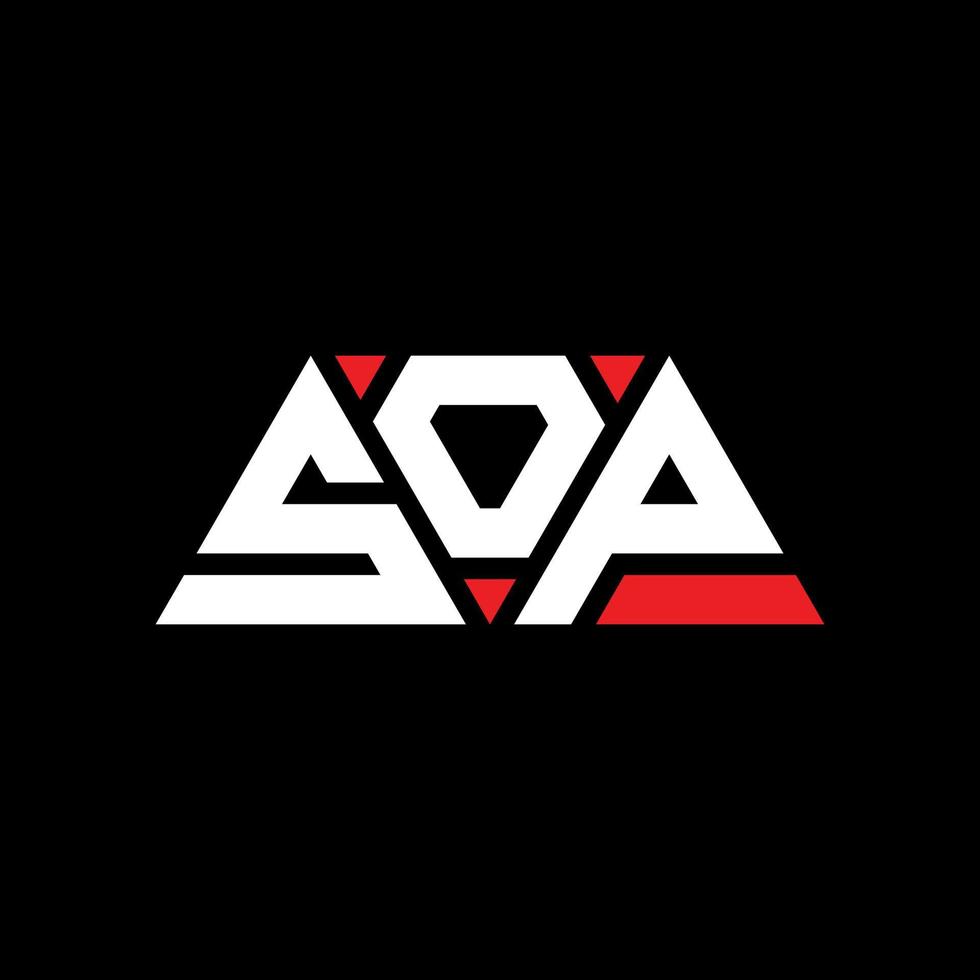 création de logo de lettre triangle sop avec forme de triangle. monogramme de conception de logo triangle sop. modèle de logo vectoriel triangle sop avec couleur rouge. logo triangulaire sop logo simple, élégant et luxueux. amadouer