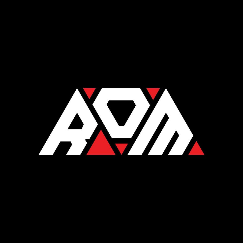 création de logo de lettre triangle rom avec forme de triangle. monogramme de conception de logo triangle rom. modèle de logo vectoriel triangle rom avec couleur rouge. rom logo triangulaire logo simple, élégant et luxueux. ROM