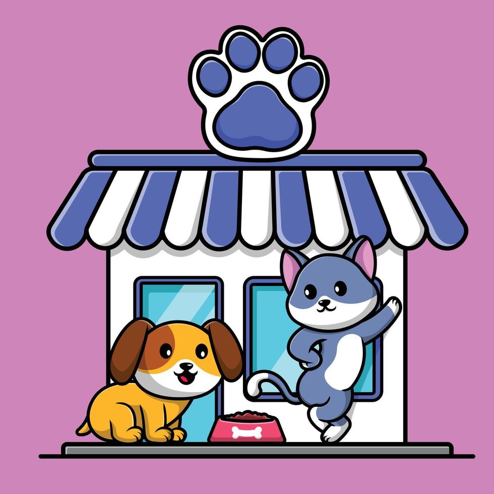 animalerie chien et chat dessin animé vecteur icône illustration. concept de dessin animé plat animal