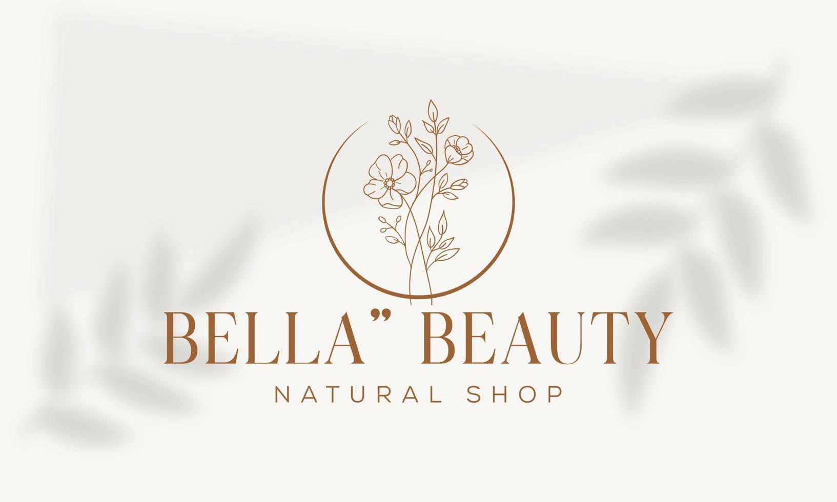 logo dessiné à la main d'élément floral botanique avec fleur et feuilles sauvages. logo pour spa et salon de beauté, boutique, magasin bio, mariage, designer floral, intérieur, photographie, cosmétique. vecteur