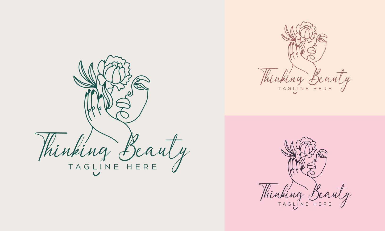 ensemble de logo dessiné à la main d'élément de spa avec corps et feuilles. logo pour spa et salon de beauté, boutique, massothérapie, magasin bio, relaxation, corps de femme, intérieur, yoga, cosmétiques, bijouterie vecteur