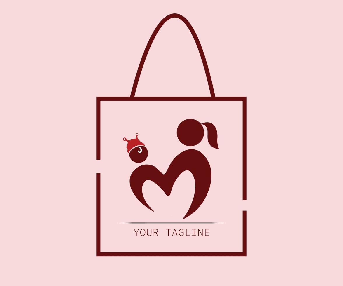 résumé du logo de la mère et du bébé. logo de la boutique de soins de santé ou de bébé. logo de soins mère et bébé. mère et bébé amour lettre m modèle de vecteur de logo