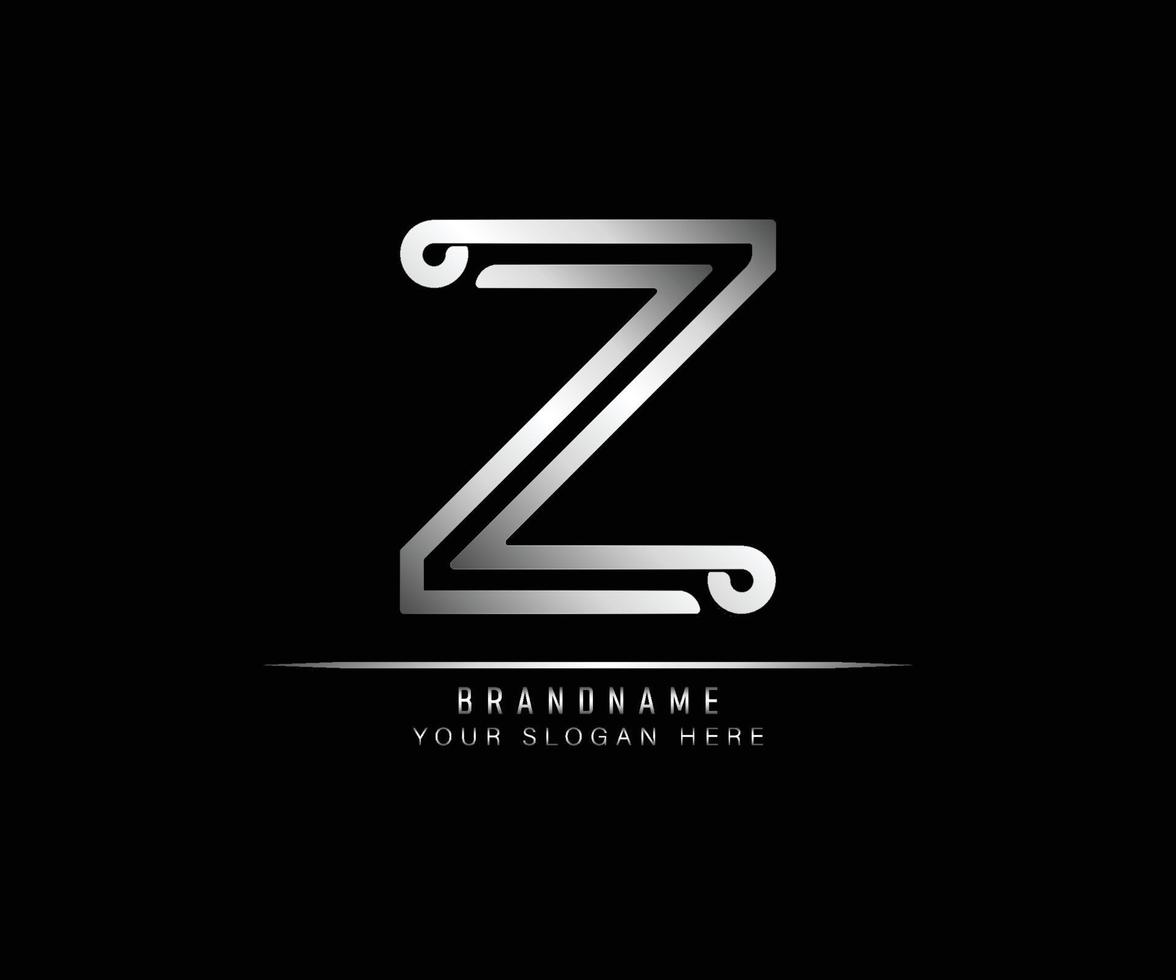 lettre initiale z logo créatif élégant à la mode unique artistique couleur argent basé sur l'icône de l'alphabet logo. vecteur