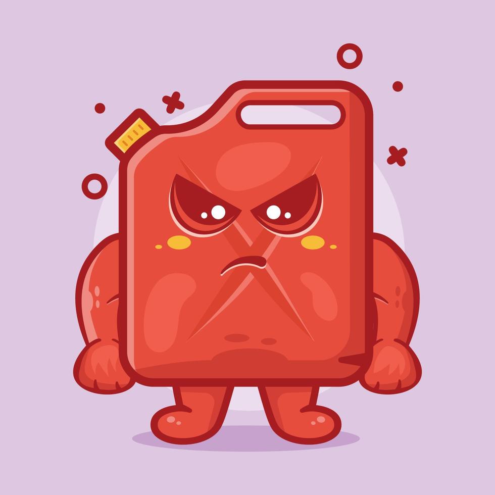 mascotte de personnage de jerrycan de carburant sérieux avec expression de colère dessin animé isolé dans un style plat vecteur