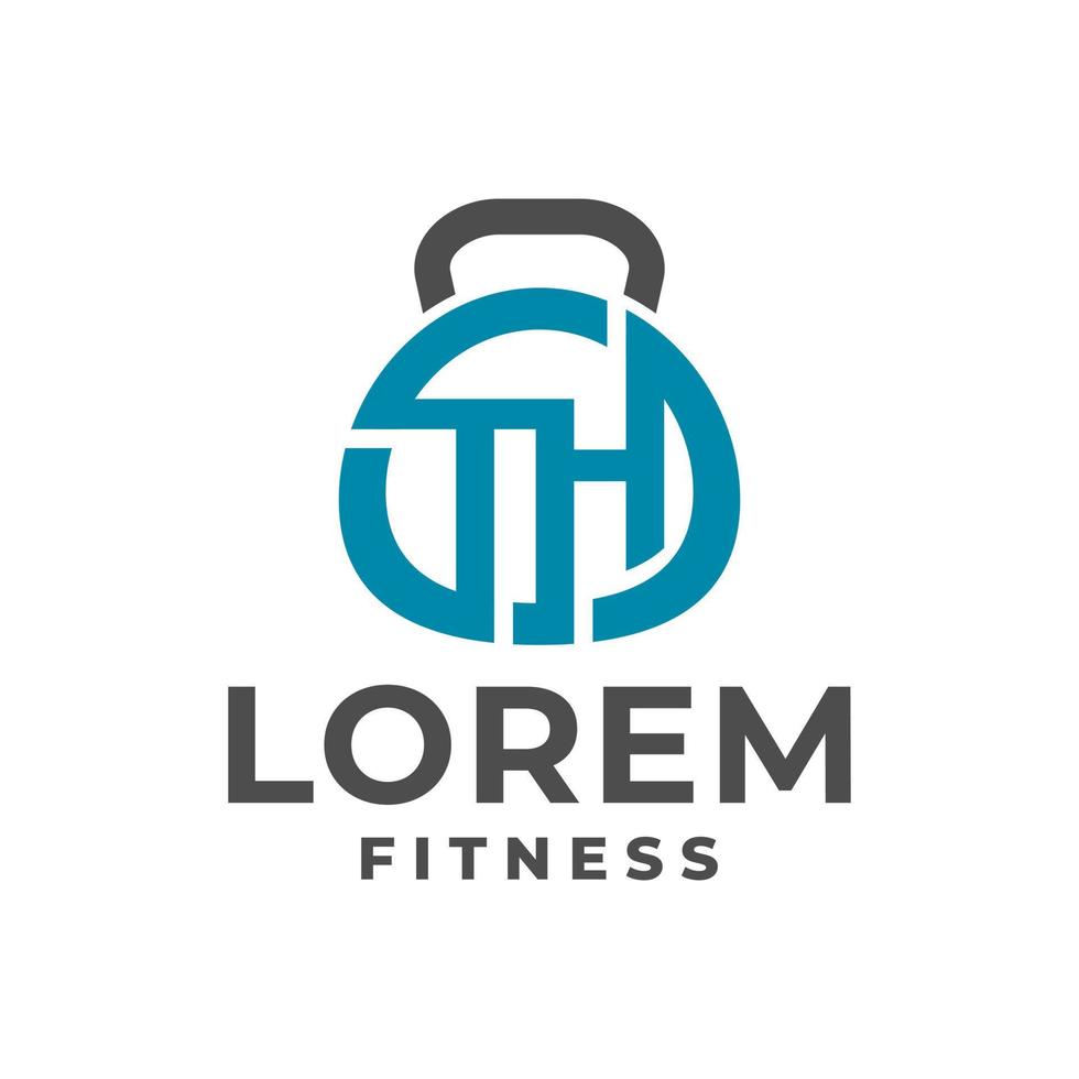 logo de gym avec lettre t h. pour le logo du centre de remise en forme ou toute entreprise liée à la gym, au fitness et au sport. vecteur