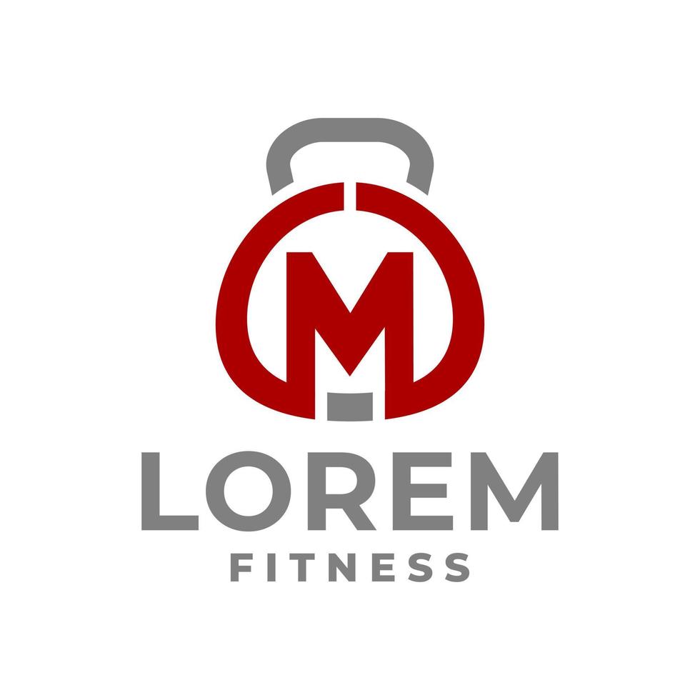 logo de gym avec la lettre m. pour le logo du centre de remise en forme ou toute entreprise liée à la gym, au fitness et au sport. vecteur