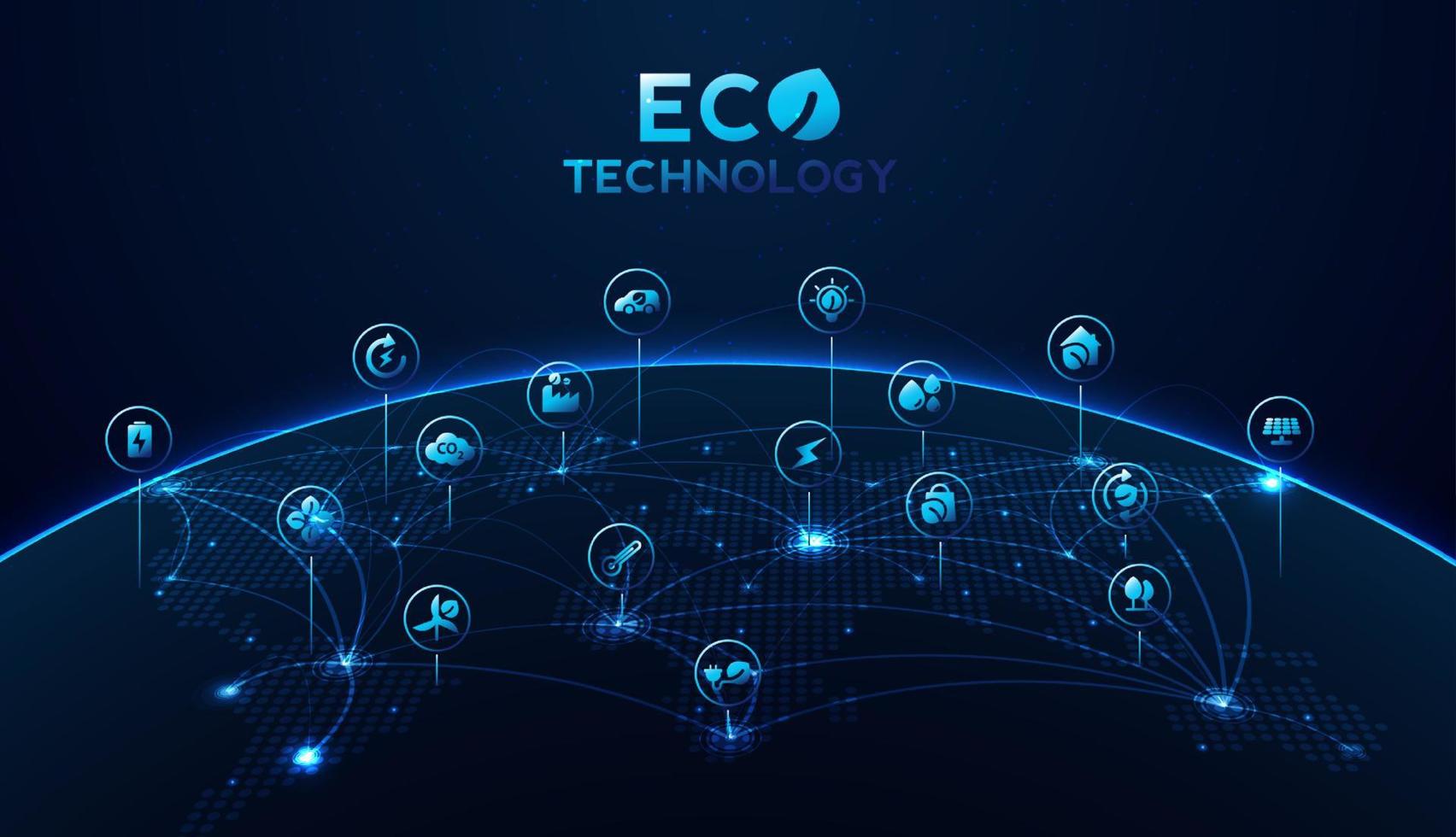 technologie écologique ou concept de technologie environnementale avec des icônes d'environnement sur la connexion réseau. conception de vecteur