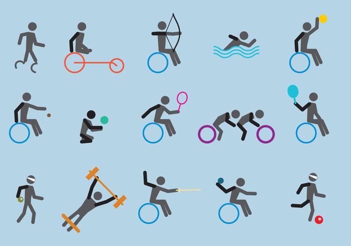 Vecteurs d'icônes sportives paralympiques vecteur
