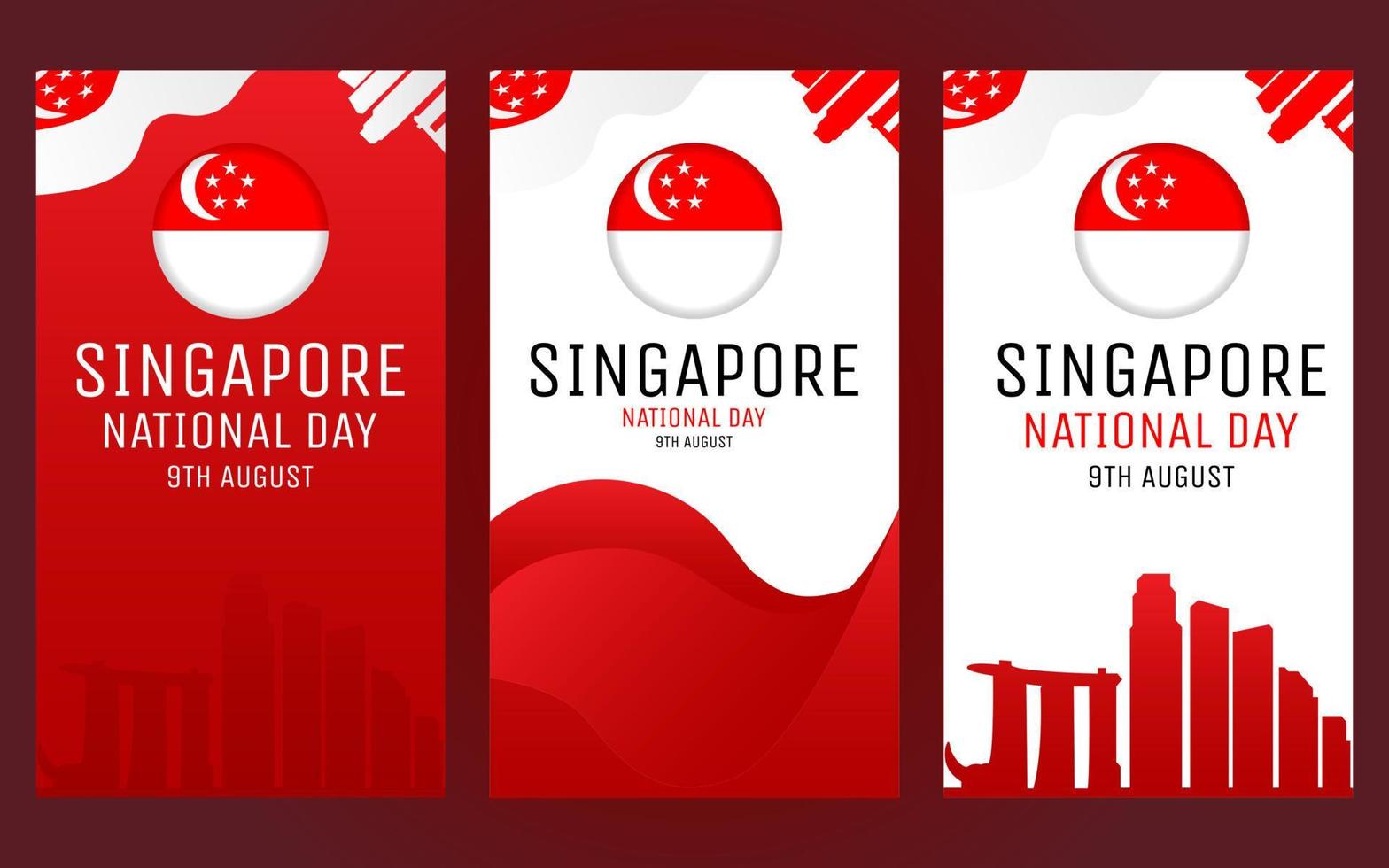 modèle de bannière de la fête de l'indépendance de singapour vecteur