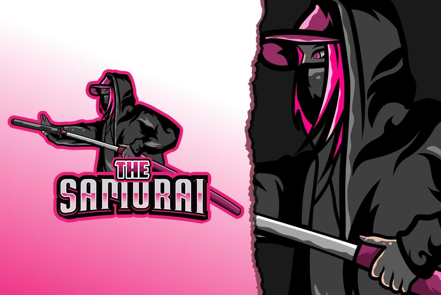 logo esport samouraï - vecteur premium