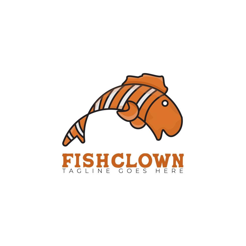 modèle de conception de logo poisson clown aquarium minimaliste illustration vectorielle vecteur