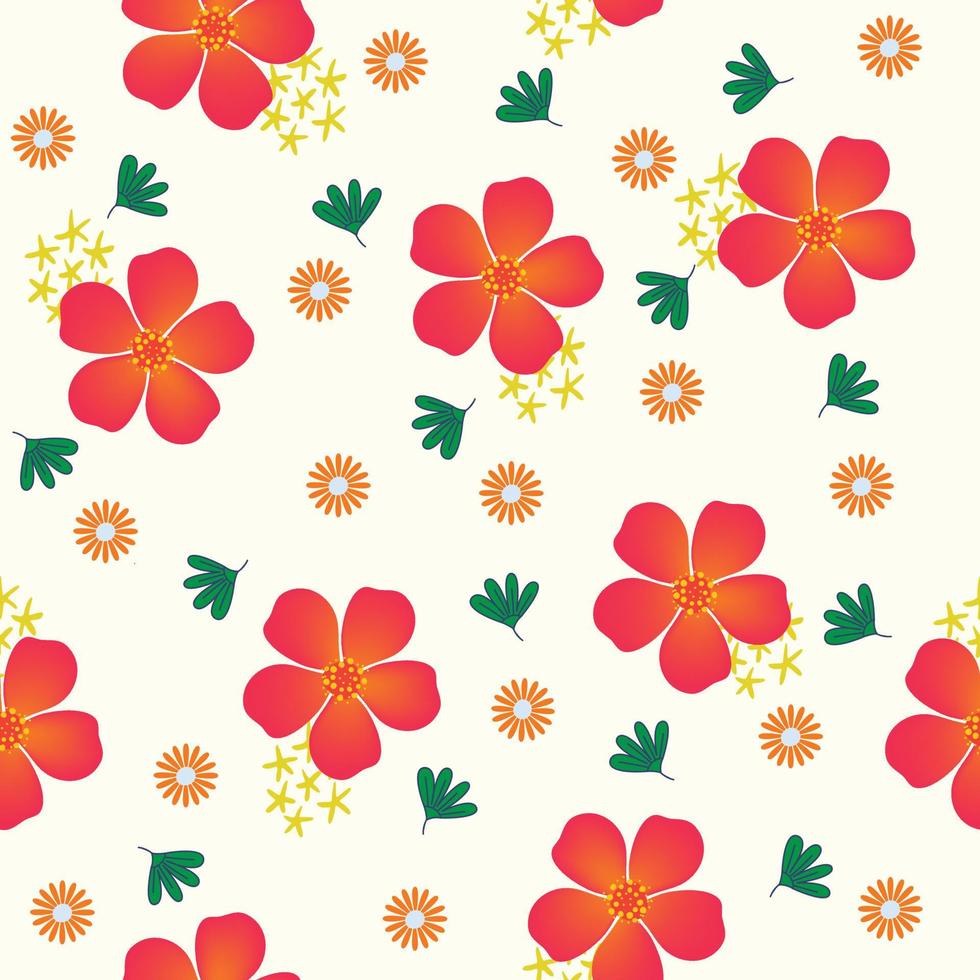 motif floral sans couture fleurs colorées dessinées à la main fond naturel avec des fleurs peintes colorées vecteur