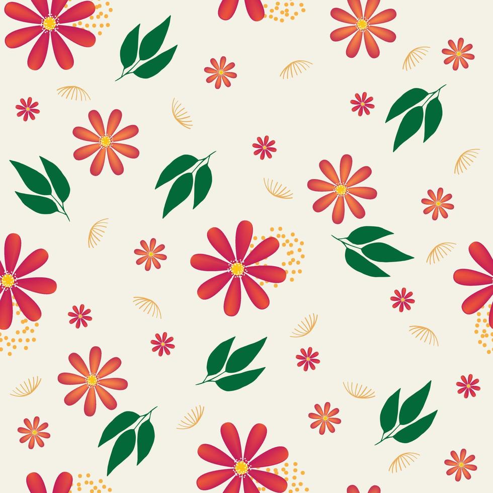 motif floral sans couture fleurs colorées dessinées à la main fond naturel avec des fleurs peintes colorées vecteur