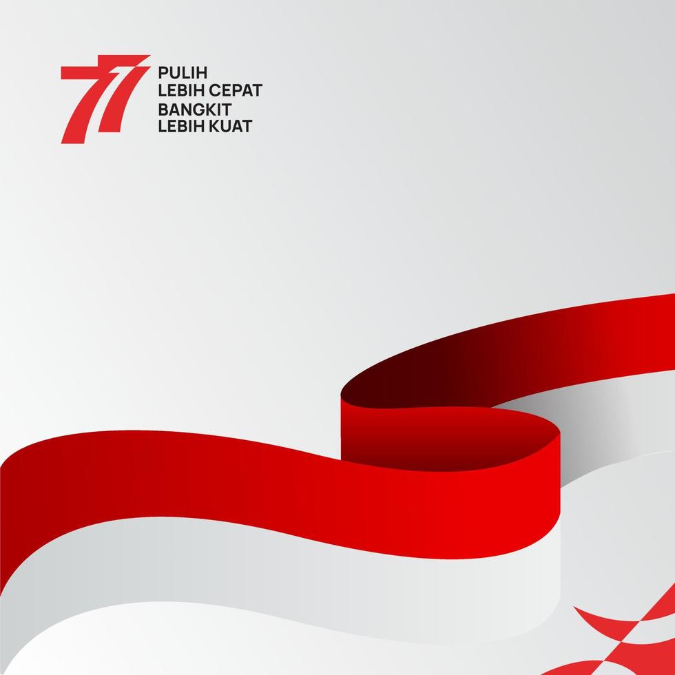 logo de conception simple et propre 77 indonésie avec vecteur de drapeau ondulé