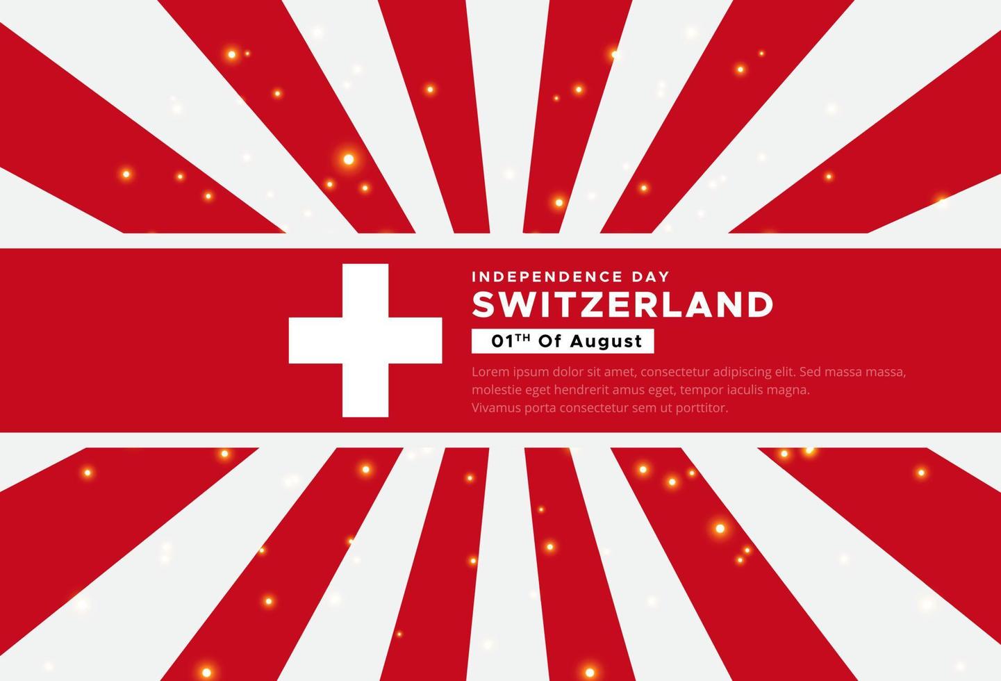 magnifique arrière-plan de conception de la fête de l'indépendance de la suisse avec vecteur sunburst