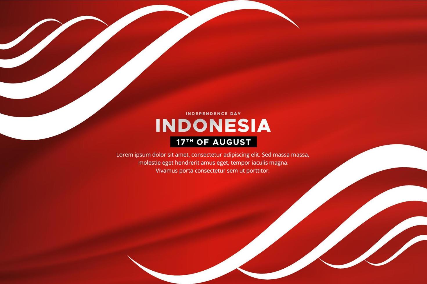 fantastique bannière de modèle de conception de la fête de l'indépendance de l'indonésie avec vecteur de drapeau ondulant.