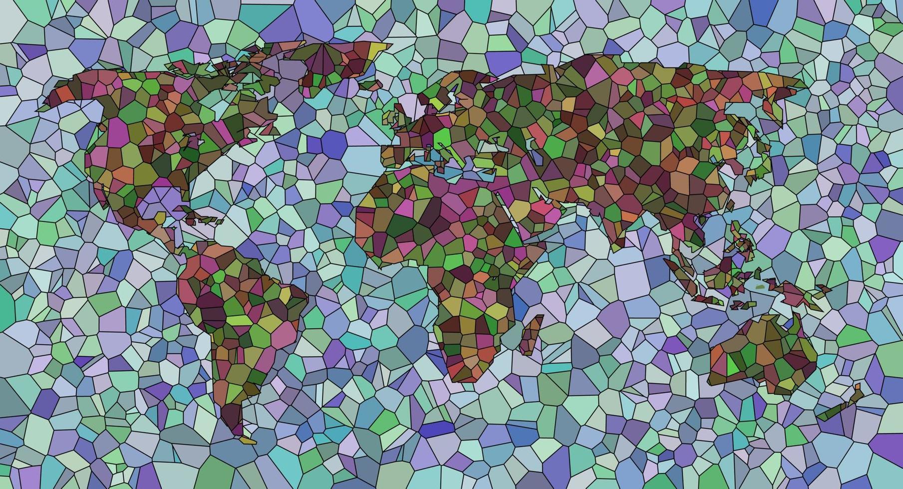 carte du monde art de la mosaïque colorée vecteur