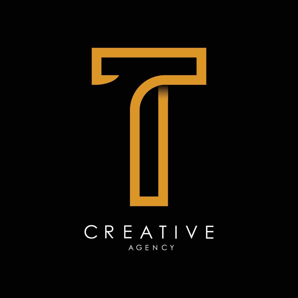 monogramme de lettre de logo t. avec des lignes orange et une illustration vectorielle de look créatif minimaliste moderne. vecteur