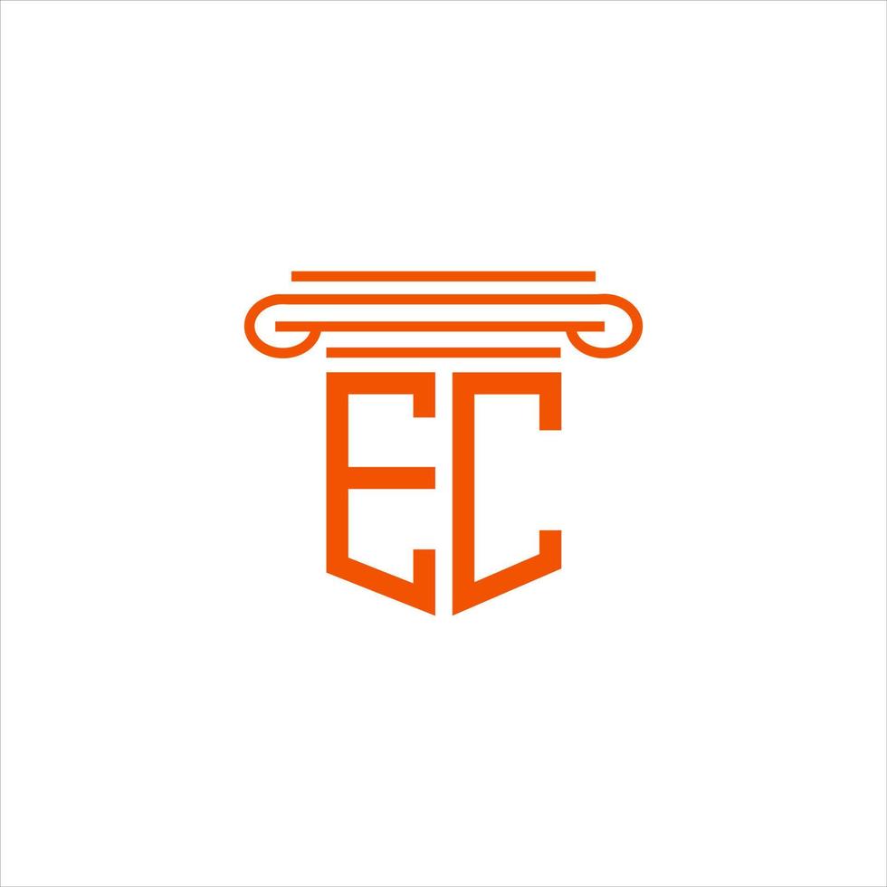 conception créative de logo de lettre ec avec graphique vectoriel