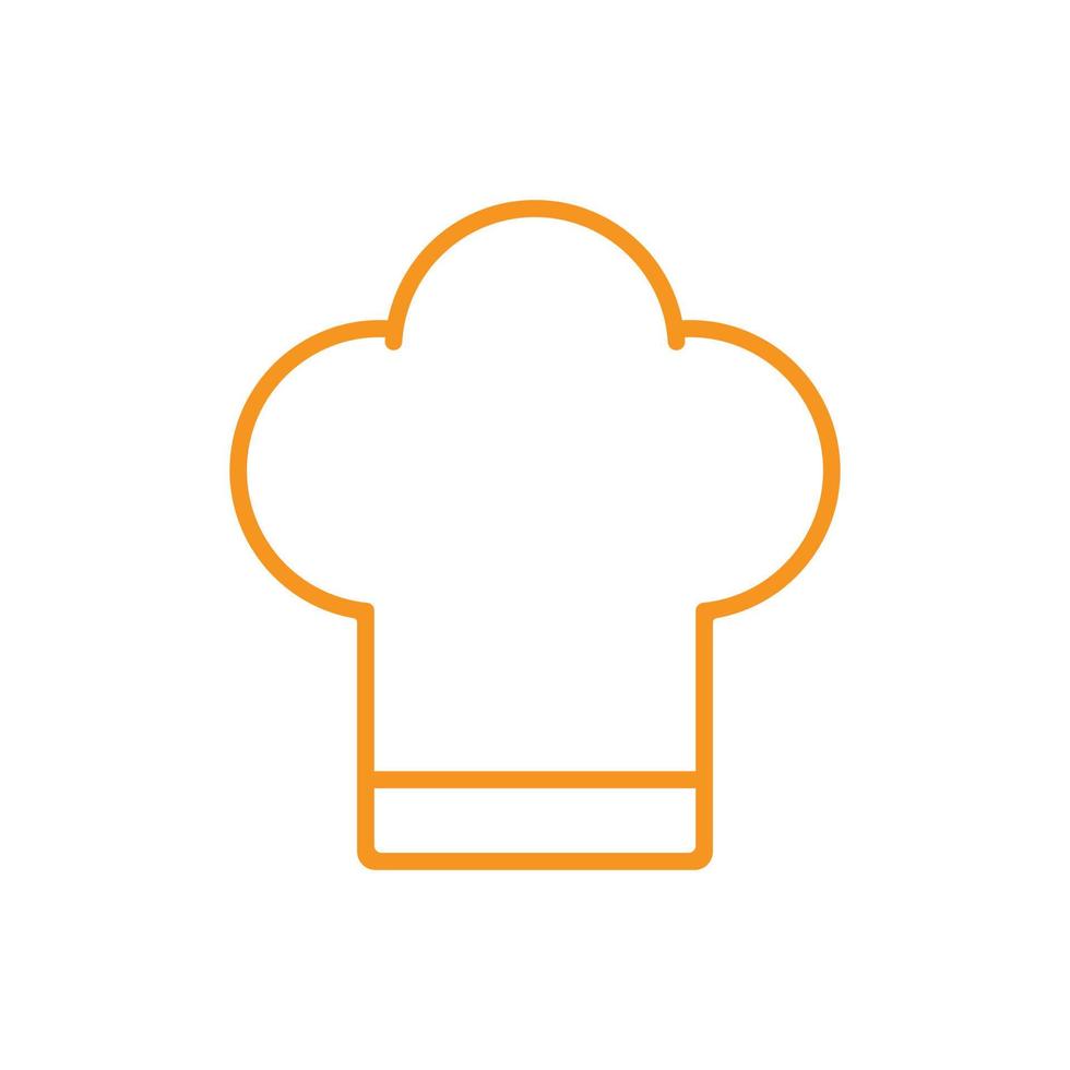 eps10 icône de ligne de chapeau de chef vecteur orange isolé sur fond blanc. symbole de contour de casquette de chef dans un style moderne simple et plat pour la conception, le logo, le pictogramme et l'application mobile de votre site Web