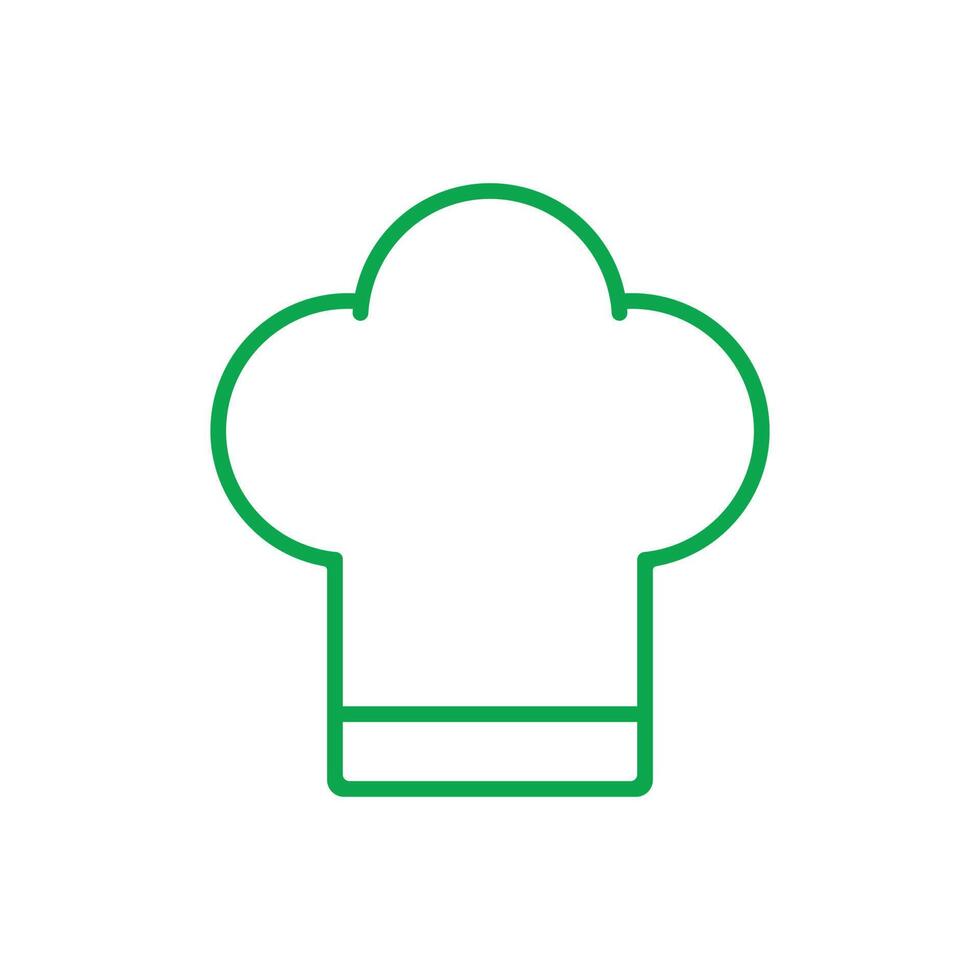 eps10 vecteur vert icône de ligne de chapeau de chef isolé sur fond blanc. symbole de contour de casquette de chef dans un style moderne simple et plat pour la conception, le logo, le pictogramme et l'application mobile de votre site Web